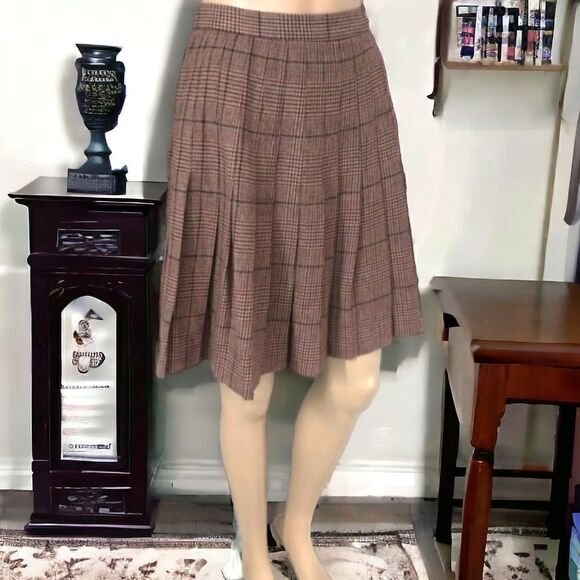 Evan Picone Drop Waist Wool Skirt Sz S Plaid Pleated Academia School Girl Tartan - Picture 1 of 16
